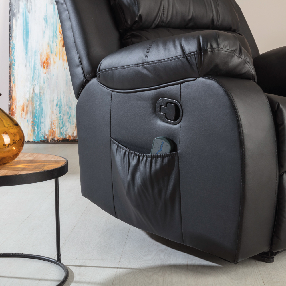  simple relax Sillón reclinable tapizado de terciopelo con  elevación eléctrica y masaje, color negro : Hogar y Cocina