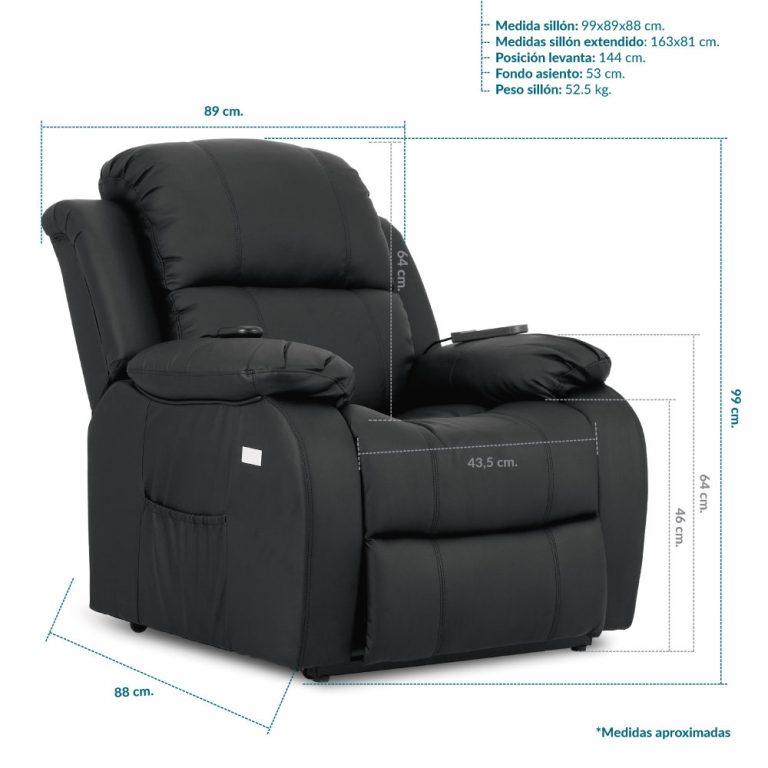 Sillón Relax Eléctrico Levanta Personas Trevi Negro Don Descanso