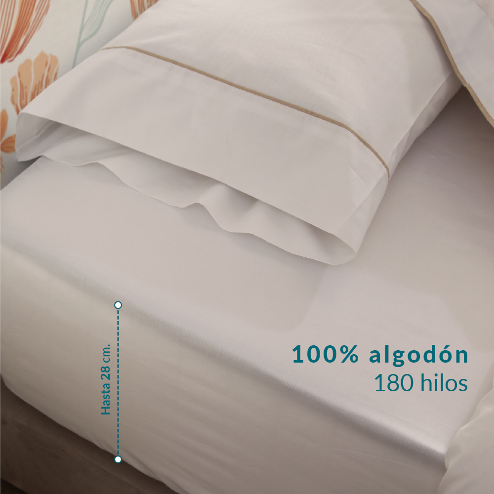 Sábana bajera cama articulada 100% algodón de Cañete Colores Blanco medidas  generales 135 cm